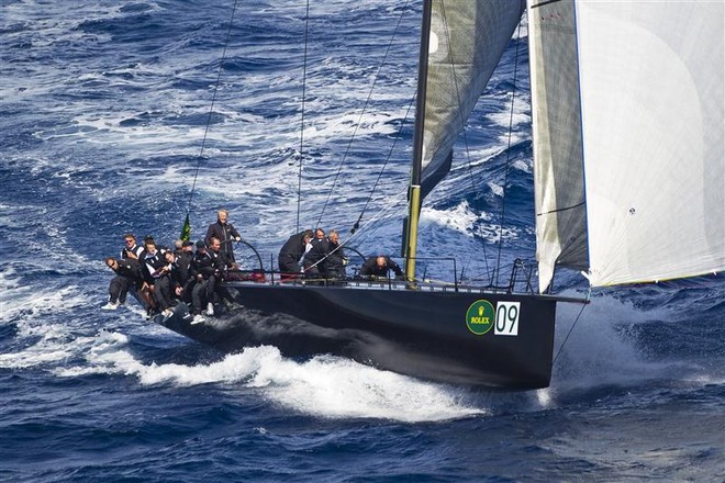 Peter Ogden’s JETHOU surfing off Porto Cervo - Maxi Yacht Rolex Cup 2012 &copy;  Rolex / Carlo Borlenghi http://www.carloborlenghi.net
